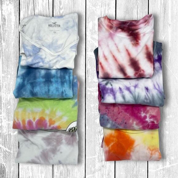 Blue Tie Dye Crop Top Women XS | Upcycled Y2K Fall Layering Tee - Picture 5 of 9